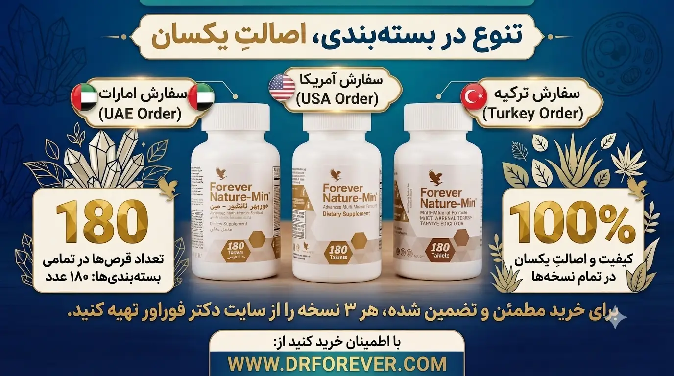 تنوع در بسته بندی انواع نیچرمین فوراور ساخت آمریکا - ترکیه - امارات 